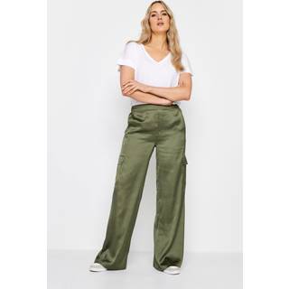 Lts Tall Khaki Green Satin Wide Leg Trousers Long > 16 Lts | Tall Women's Wide Leg Trousers - Long 16