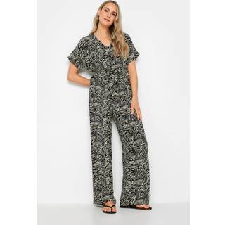 Lts Tall Black Zebra Print Tie Waist Jumpsuit 20 Lts | Tall Women's Jumpsuits