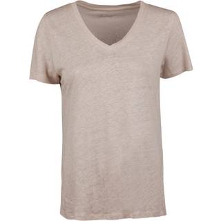 Stenströms Evy Offwhite T-shirt i hør med V-udskæring | Dame |T-shirts | Størrelse: XL | Offwhite | Solid | Kort Ærme