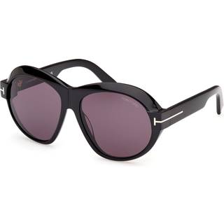 TOM FORD Kvinde FT1113 INGER 01A Solbriller Acetat Sort Røg Rund Normal