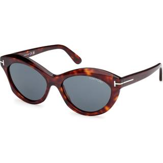TOM FORD Kvinde FT1111 TONI 54V Solbriller Acetat Havana Blå Rund Normal