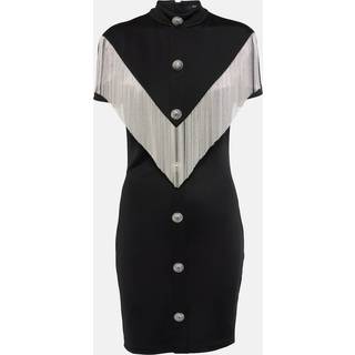 Balmain Embellished fringed jersey minidress - black - S