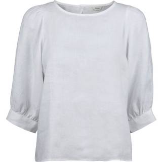 Stenströms Carmen Hvid bluse i hør | Dame |Dameskjorter & Bluser | Feminine | Størrelse: 40 | Hvid | Solid | 3/4 Ærmer