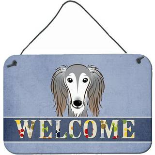 """" Caroline's Treasures BB1415DS812 Saluki Velkomstvæg eller dør hængende tryk 8 x 12 """" ""Multicolor"" ""