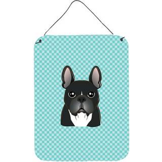 """" Caroline's Treasures BB1165DS1216 Checkerboard Blue French Bulldog Wall eller Door Hanging Prints 16 """" """" X 12 """" """" """"