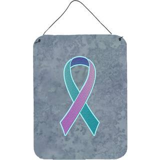 """" Caroline's Treasures Teal Pink og Blue Ribbon for thyroidea kræftbevidsthedsvæg eller dør hængende tryk 16 """" """" x 12 """" """" """"