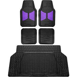 FH Group Monster Eye Full Set Rubber Floor Mats W. Trimmabel vinyl bagagerum foring/fragtmåtte sort/fit de fleste bilbils SUV eller van (lilla/so