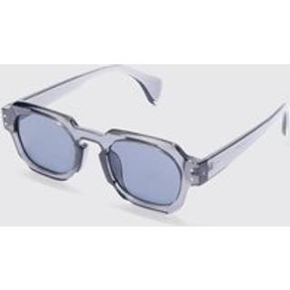 Mens Grey Round Plastic Sunglasses