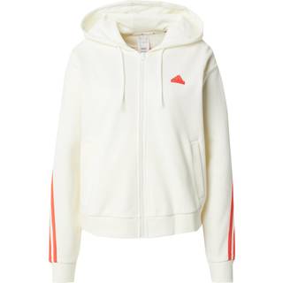 Future Icons 3-Stripes Full Zip hættetrøje - Off White / Bright Red - XS