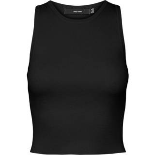 Vero Moda - Sort - Vmginny Sl O-Neck Crop Top Noos - Large