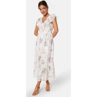 Bubbleroom Occasion Flounce Jacquard Midi Dress Pink/Patterned L