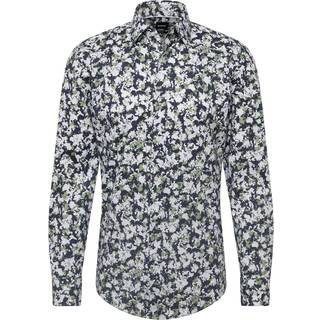 BOSS Black Herren Hemd grün geblümt Slim Fit