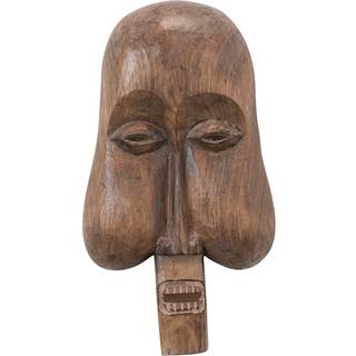 Bloomingville håndskåret Albasia Wood Mask Wall D? Cor 9 """" L X 3 """" W X 16 """" H Brown