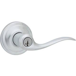 Kwikset Tustin Entry Door Handle med l?s og n?gle Sikker n?glet reversibel h?ndtag Udvendigt d?rl?s til hovedindgang og sovev?relser Satin Chrome