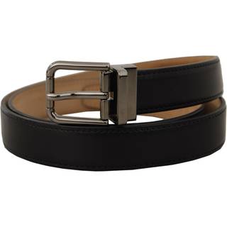 Dolce & Gabbana Black Classic Calfskin Leather Buckle Belt