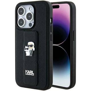 Karl Lagerfeld Gripstand Saffiano Karl&Choupette Pinscover til iPhone 13 Pro / 13 - sort
