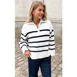 Nevena Stripe Striktrøje, Hvid, 34