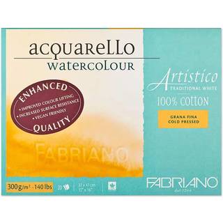Fabriano Artistico Traditional White Watercolor Block 140 lb./300 GSM Cold Press 25 Sheets 5 """" X 7 """"