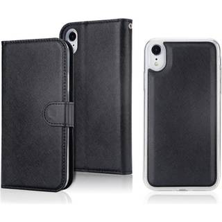 iPhone Xr flip cover i læder med krydsstruktur - Sort