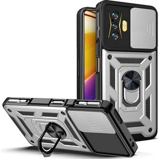Xiaomi Poco F4 GT Håndværker Bagside Cover m. Magnetisk Kickstand & Cam Slider - Sølv