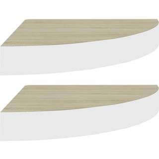Hjørnehylder 25X25X3,8 Cm Mdf Egetræsfarve Og Hvid Egetræ Og Hvid - 2 / 1 / 35 x 35 x 3.8 cm