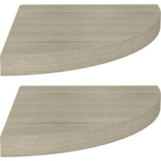 Hjørnehylder 25X25X3,8 Cm Mdf Sort Egetræsfarvet - 2 / 1 / 35 x 35 x 3.8 cm