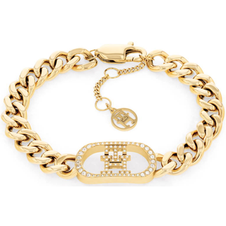 TH Monogram Crystal-Embellished Charm Gold-Plated Bracelet