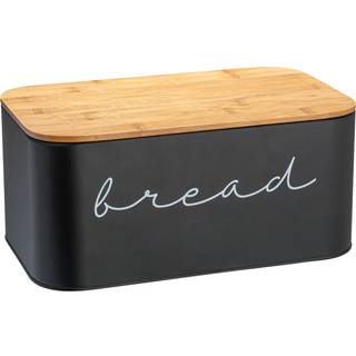 Bloomingville Metal Bin With Bambus Låg Black Brødboks 11.75 """" L X 5.25 """" W X 7 """" H
