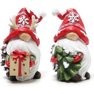 Hodao Christmas Resin Gnomes H?ndlavet jul harpiks Knomer Holiday til stede vinterbord Juletr? Julepynt indend?rs og visning p? mantel eller vind