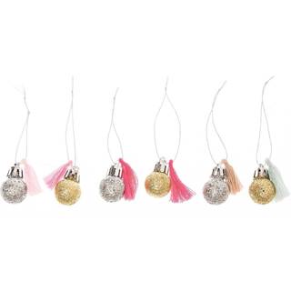 Mini-Kugel-Anhänger neon-pastell 6 Stück - Mehrfarbig