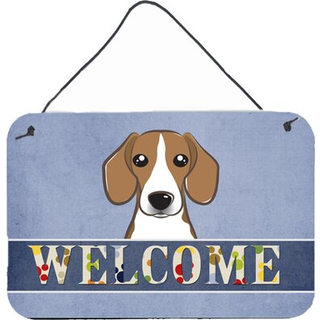 """" Caroline's Treasures BB1425DS812 Beagle Welcome Wall eller Door Hanging Prints 8 X 12 """" ""Multicolor"" ""