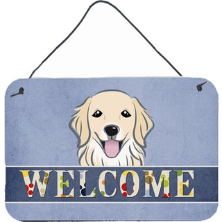 """" Caroline's Treasures BB1391DS812 Golden Retriever Velkomstvæg eller dør hængende tryk 8 x 12 """" ""Multicolor"" ""