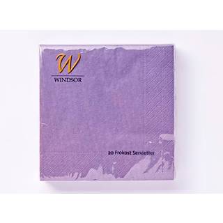 Windsor ensfarvede servietter 33x33 cm 20-pak - lys lilla (På lager i butik)
