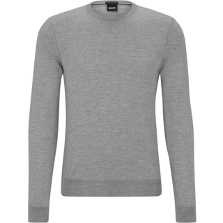 BOSS Black Herren Pullover grau unifarben