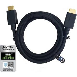 NÖRDIC CERTIFIED CABLES 1.5m HDMI 2.1 Ultra High Speed 8K 4K 60Hz 120Hz 48 Gbps Dynamic HDR eARC Game Mode VRR Dolby ATMOS nylon flettet forgyldt