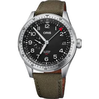 ORIS Big Crown Pro Pilot Timer GMT armbåndsur, sort skive med grøn rem -44mm