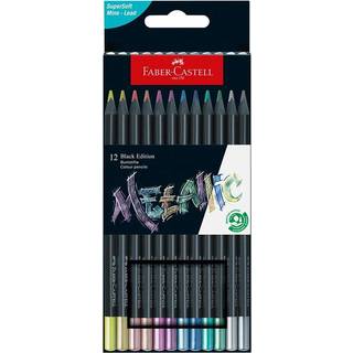 Faber-Castell farveblyanter med sort skaft - 12 metalliske farver