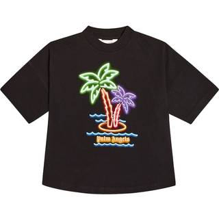 Palm Angels Kids Printed cotton jersey T-shirt - black - Y 12