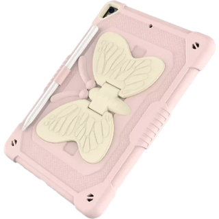 iPad 10.2" (2021 / 2020 / 2019) Butterfly Kickstand Børne Cover - Lyserød & Grå
