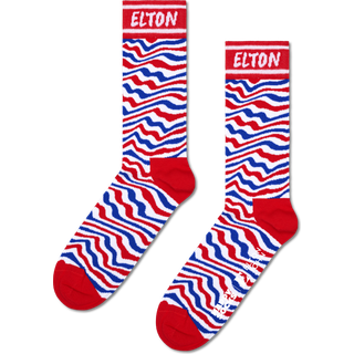 Red Elton John Striped Crew Socks - Red, White, Blue - 36-40