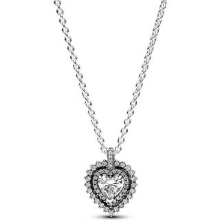 Pandora Sparkling Heart Halo Pendant Necklace - 45cm - Silver