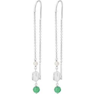 Ocean Hope Earchains Sterling Sølv Øreringe fra Pernille Corydon med Perler Og Grøn Aventurin