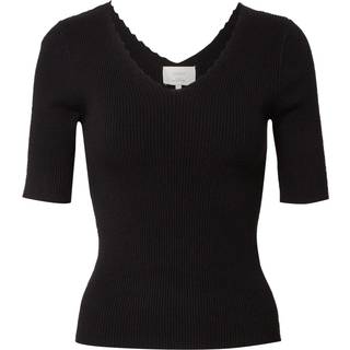 NÜMPH - Nuayelet Ss Pullover Cropped - Caviar - L - Sort - Knit