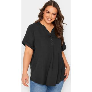 Yours Curve Yours Curve Black Short Sleeve Half Placket Blouse