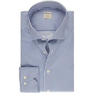 Stenströms Mørkeblå Skjorte i stribet jersey | Herre |Herreskjorter | Slimline | Størrelse: L | Mørkeblå | Striped | Lange Ærmer