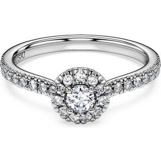 Eternity Strahlenkranz-Solitärring, Im Labor gezüchtete Diamanten 0,45 ct tw, Runde Form, Sterlingsilber