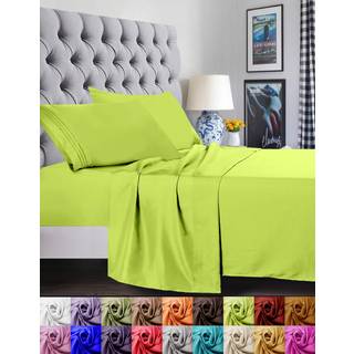 Elegant komfort 1500 Premier Luxury Hotel Quality Super Soft Wrinkle Free and Fade Resistant 4-Piece Bed Sheet Set Twin/Twin XL Lime-Neon Green