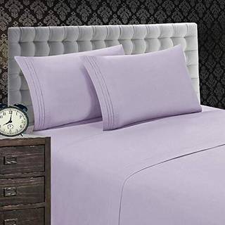 Elegant komfort 1500 Premier Wrinkle & Fade Resistant 4 PC Sheet Set Deep Pocket op til 18 """" og farver California King Lilac