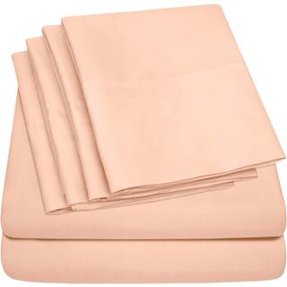 6 stykker seng ark s?t dobbelt fersken