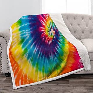 Jekeno Tie Dye Tæppe gaver til kvindelige piger søster Julefødselsdage Valentiner Unikke præsenterer Soft Plush Warm Kids Voksne Rainbow Sherpa K